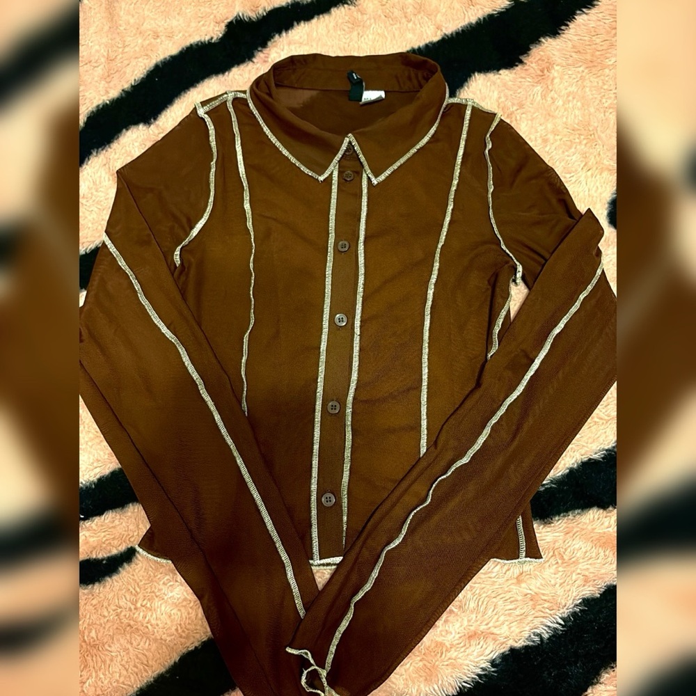 Forever 21 Black Long Sleeve Button Down Shirt with Peter Pan Collar